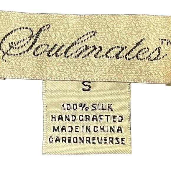 Soulmates Silk Whimsigoth Beaded Crochet Sleeveless Top Soutache Navy Satin sz S - Picture 16 of 16